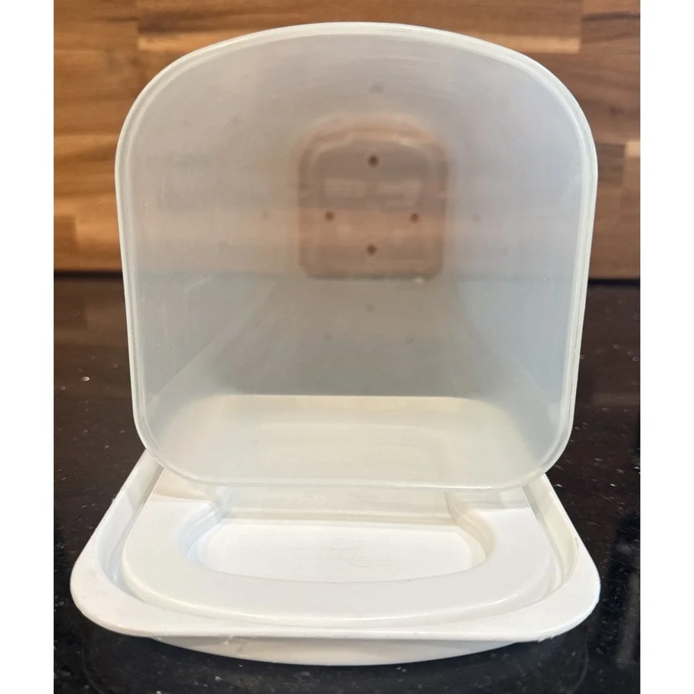 Buddeez Vintage Bread Keeper Container Tall Storage Dispenser Space Saving White